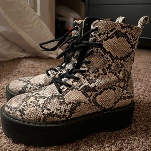 Snake skin platform boots